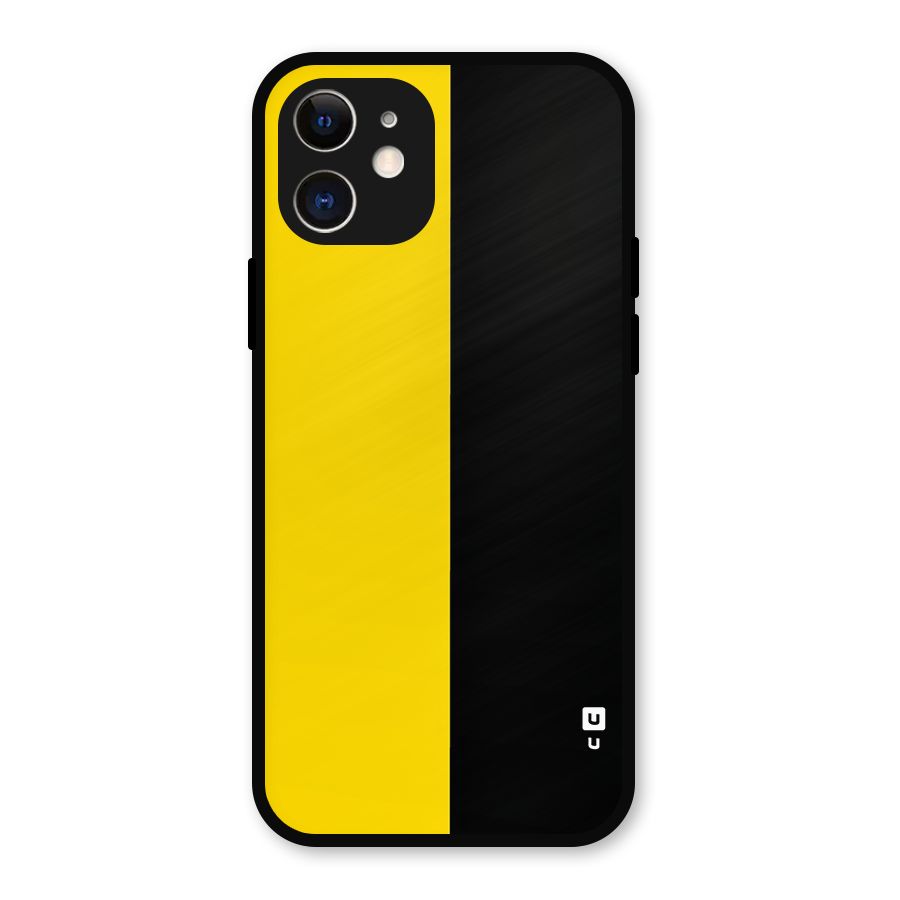 Yellow Black Super Minimalistic Metal Back Case for iPhone 12