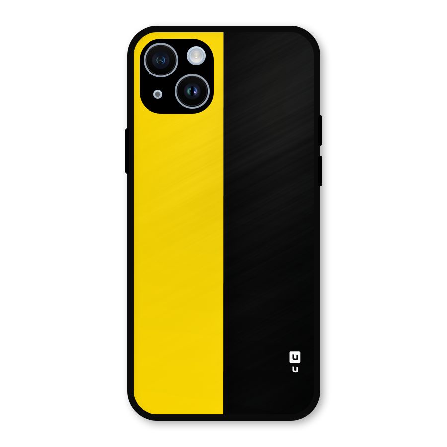 Yellow Black Super Minimalistic Metal Back Case for iPhone 14