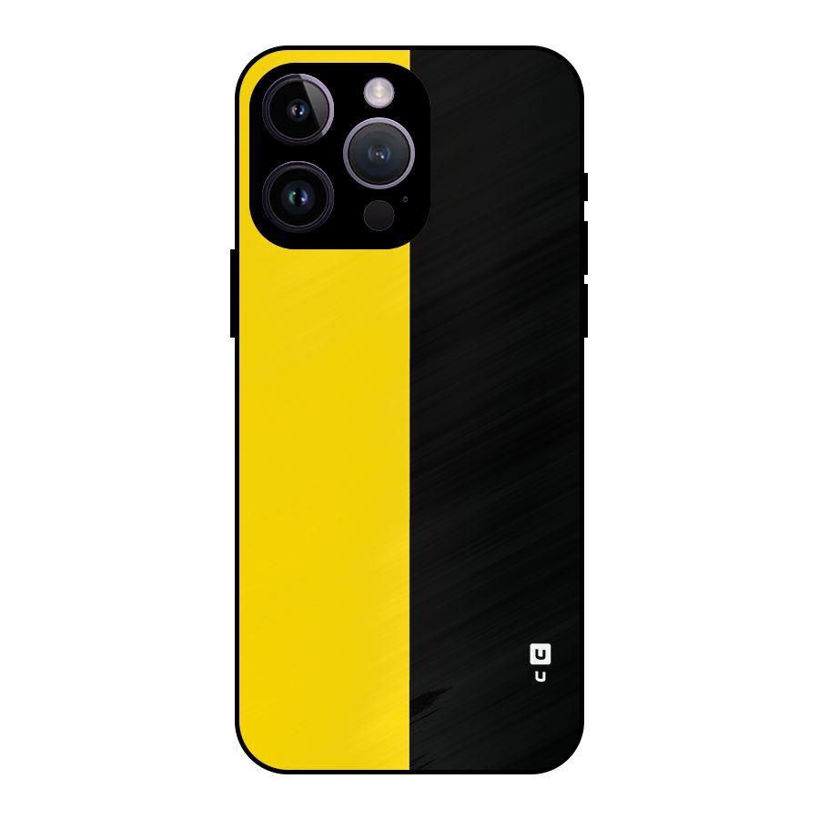 Yellow Black Super Minimalistic Metal Back Case for iPhone 14 Pro Max