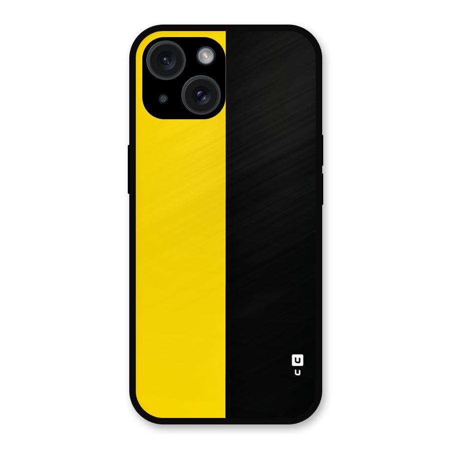 Yellow Black Super Minimalistic Metal Back Case for iPhone 15