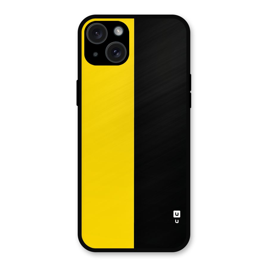 Yellow Black Super Minimalistic Metal Back Case for iPhone 15 Plus