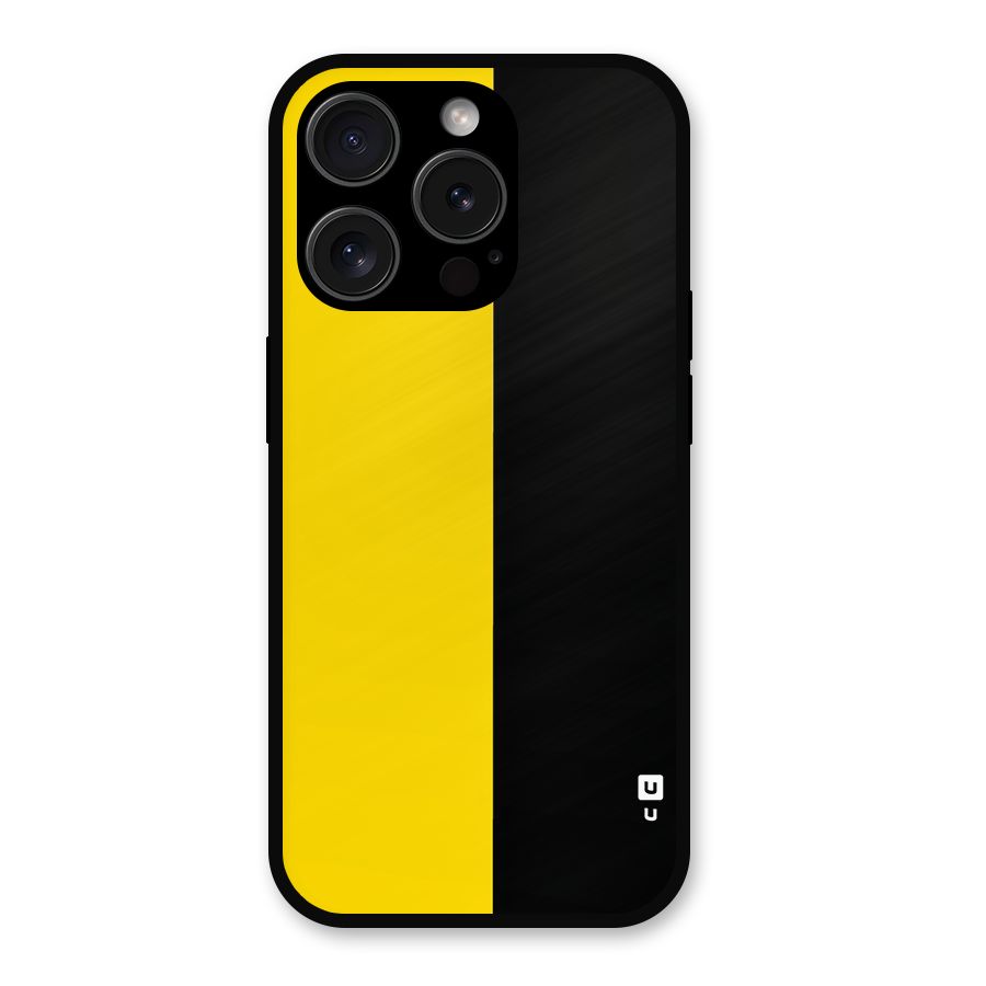 Yellow Black Super Minimalistic Metal Back Case for iPhone 15 Pro