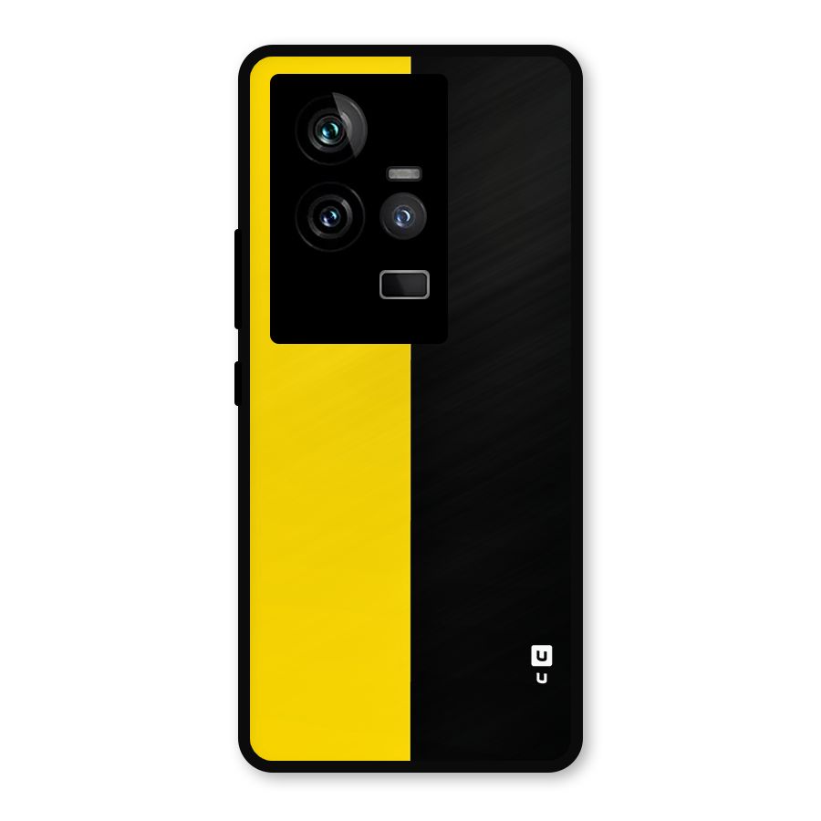 Yellow Black Super Minimalistic Metal Back Case for iQOO 11 5G