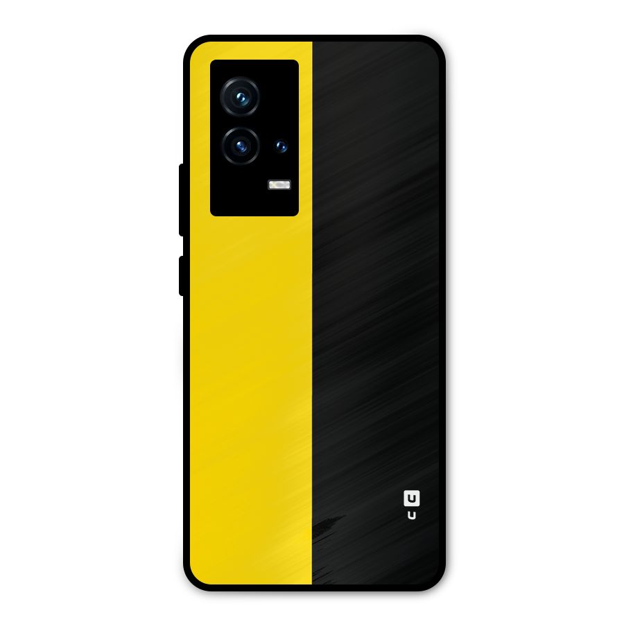 Yellow Black Super Minimalistic Metal Back Case for iQOO 9 5G