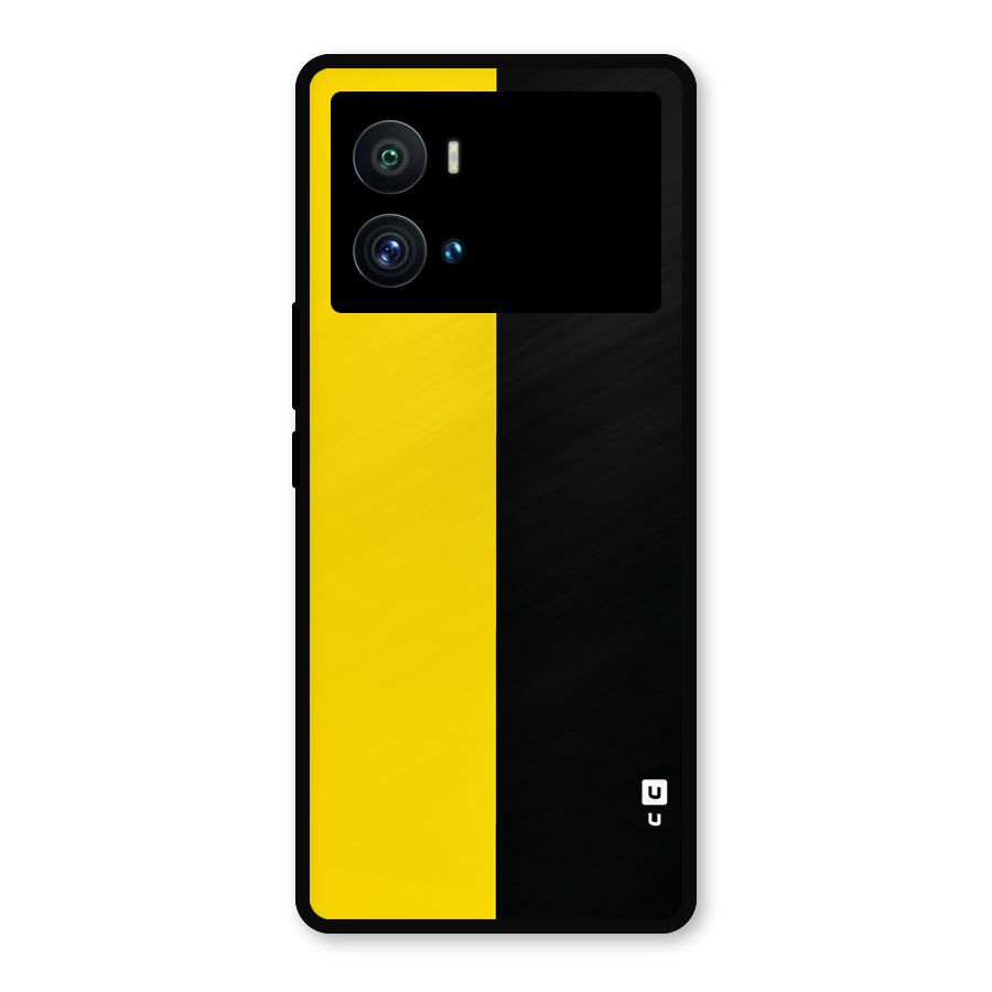 Yellow Black Super Minimalistic Metal Back Case for iQOO 9 Pro
