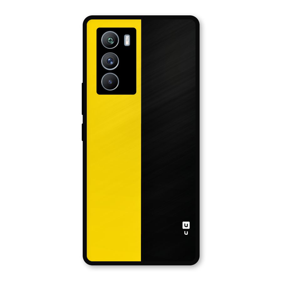 Yellow Black Super Minimalistic Metal Back Case for iQOO 9 SE