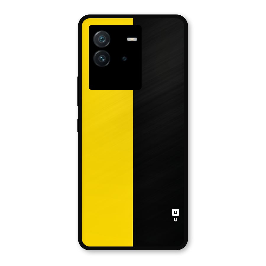 Yellow Black Super Minimalistic Metal Back Case for iQOO Neo 6 5G