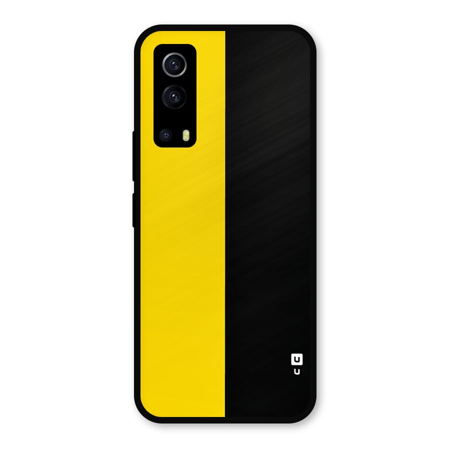 Yellow Black Super Minimalistic Metal Back Case for iQOO Z3