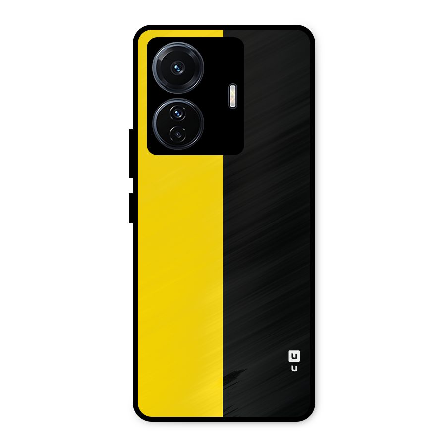 Yellow Black Super Minimalistic Metal Back Case for iQOO Z6