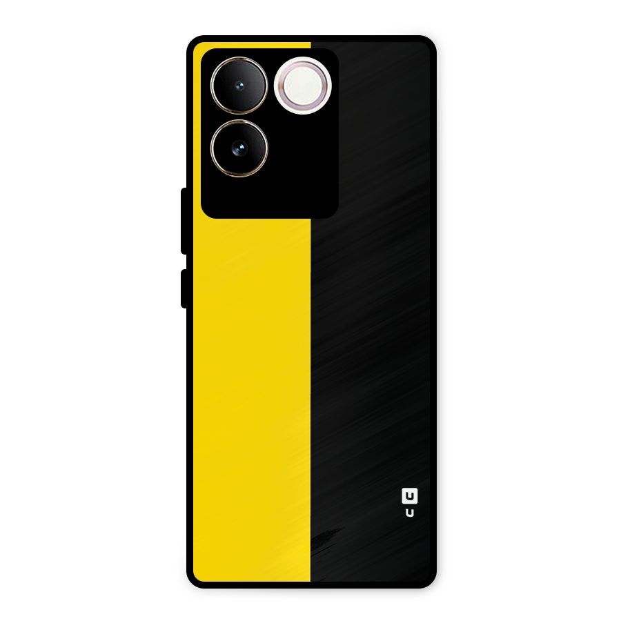 Yellow Black Super Minimalistic Metal Back Case for iQOO Z7 Pro