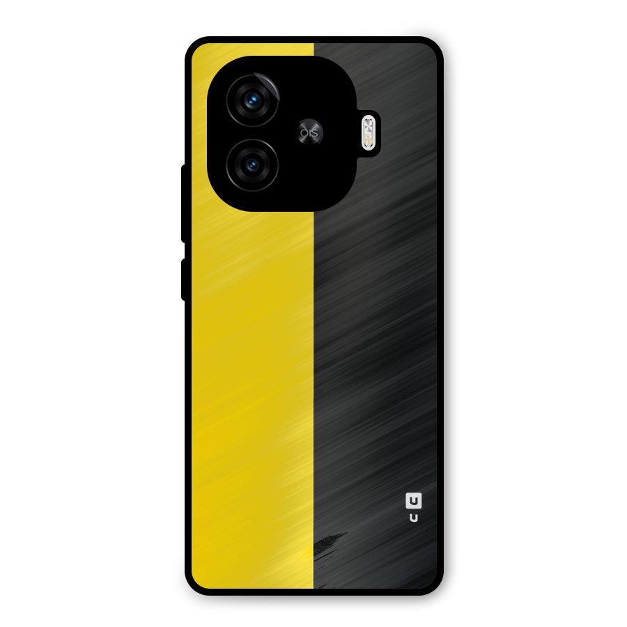 Yellow Black Super Minimalistic Metal Back Case for iQOO Z9 Turbo
