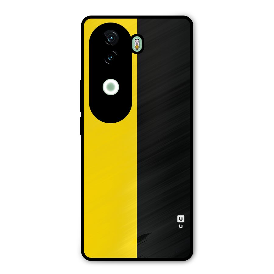 Yellow Black Super Minimalistic Metal Back Case for iQOO Z9s