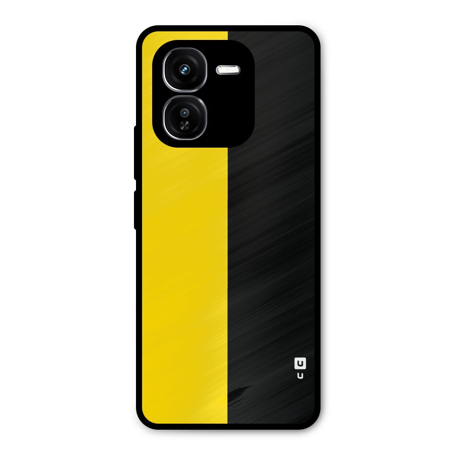 Yellow Black Super Minimalistic Metal Back Case for iQOO Z9x