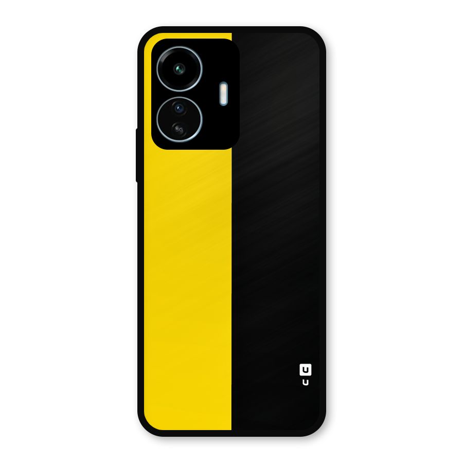 Yellow Black Super Minimalistic Metal Back Case for vivo iQOO Z6 Lite 5G