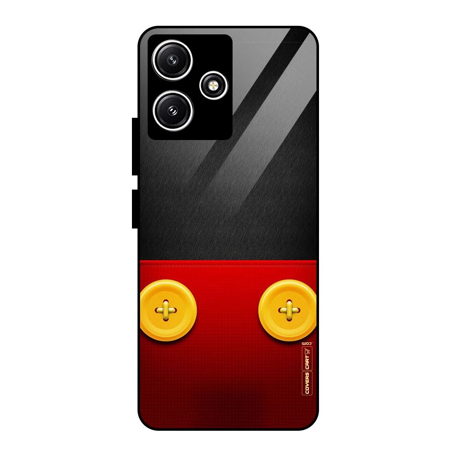 Yellow Button Glass Back Case for Redmi 12 5G
