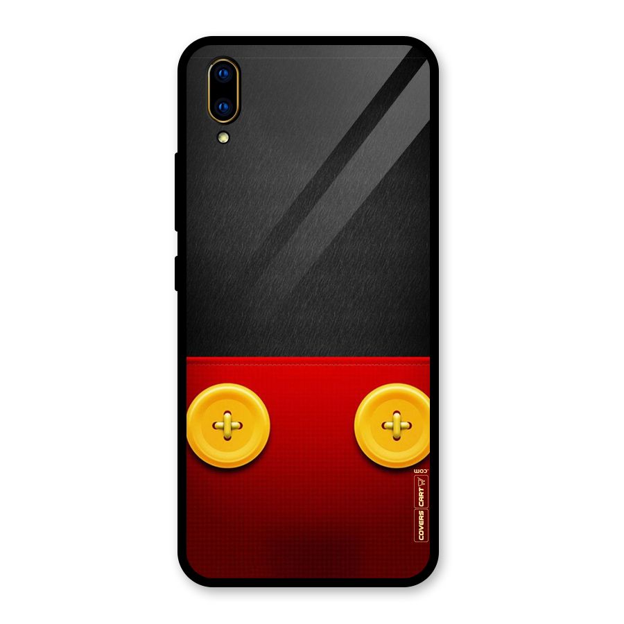 Yellow Button Glass Back Case for Vivo V11 Pro