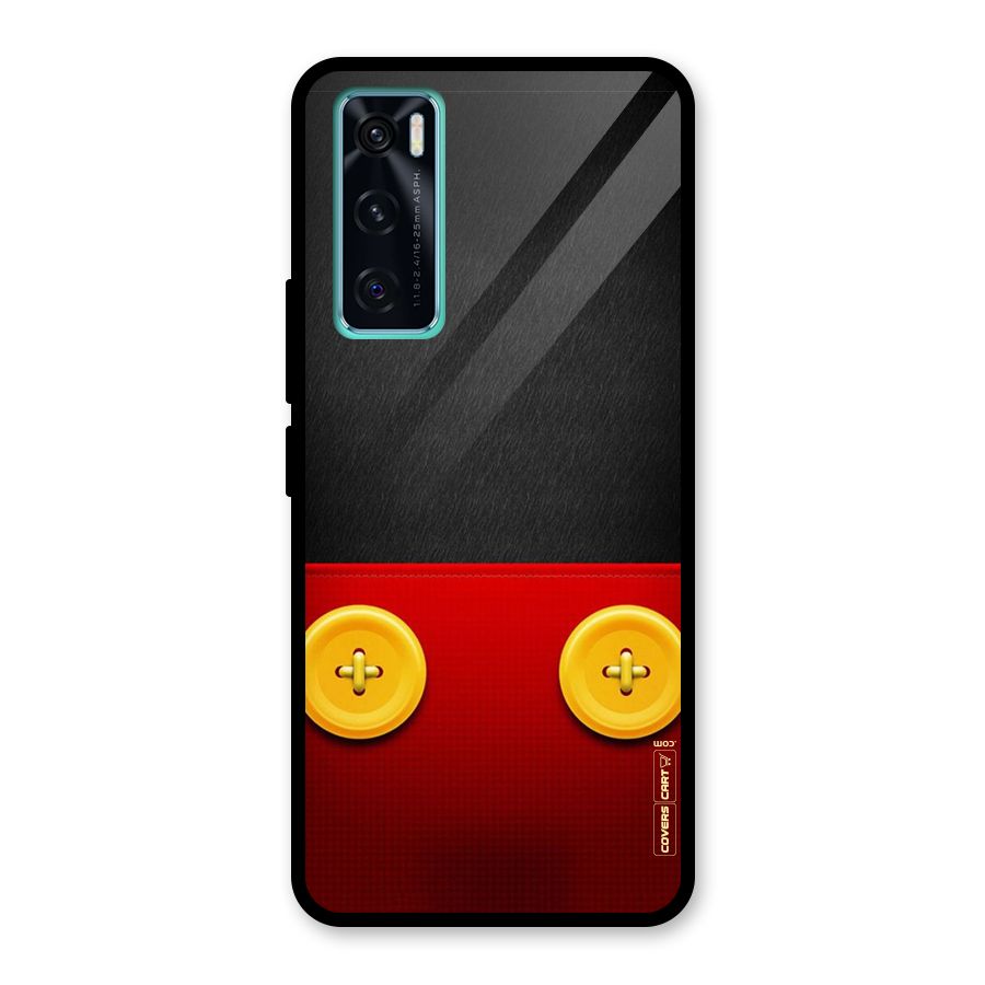 Yellow Button Glass Back Case for Vivo V20 SE