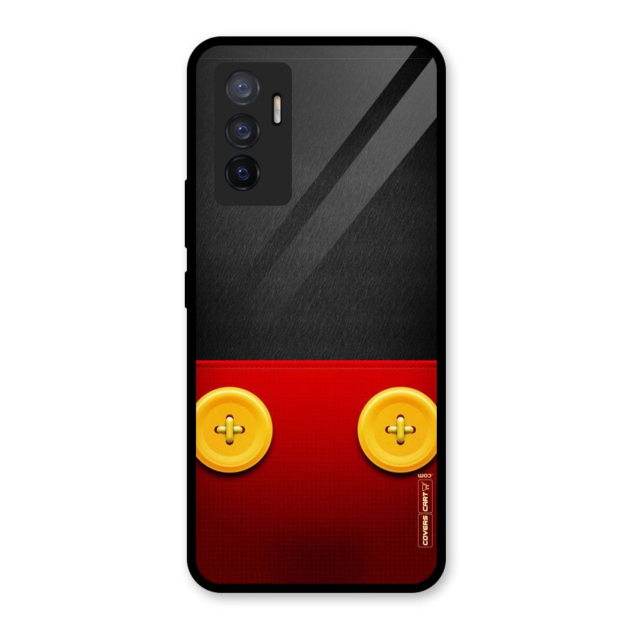 Yellow Button Glass Back Case for Vivo V23e