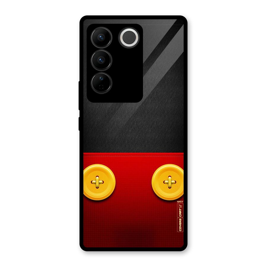 Yellow Button Glass Back Case for Vivo V27