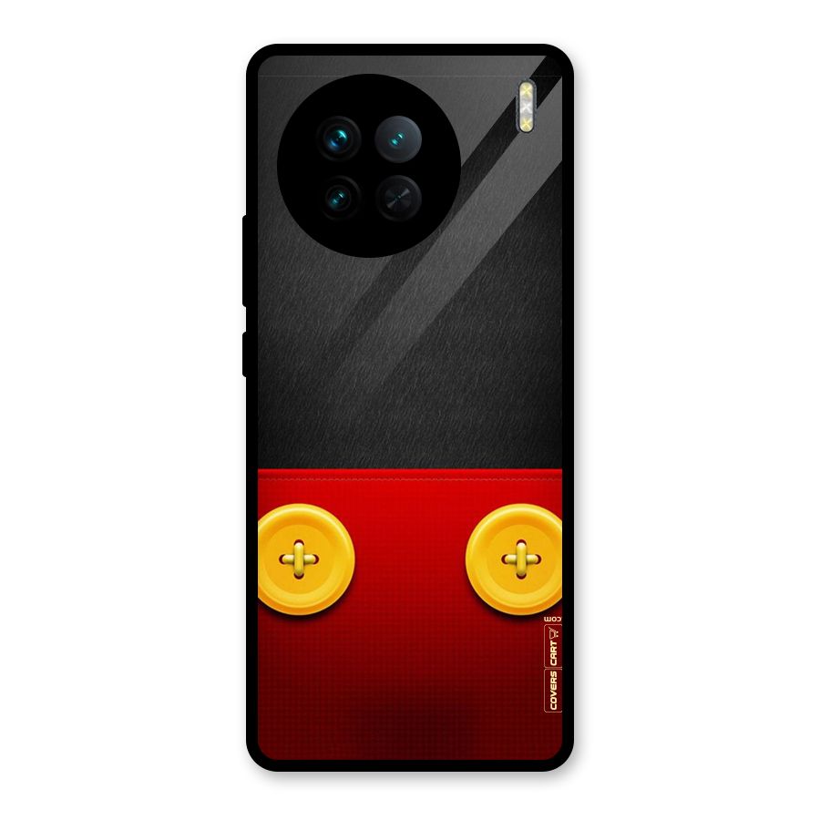 Yellow Button Glass Back Case for Vivo X90