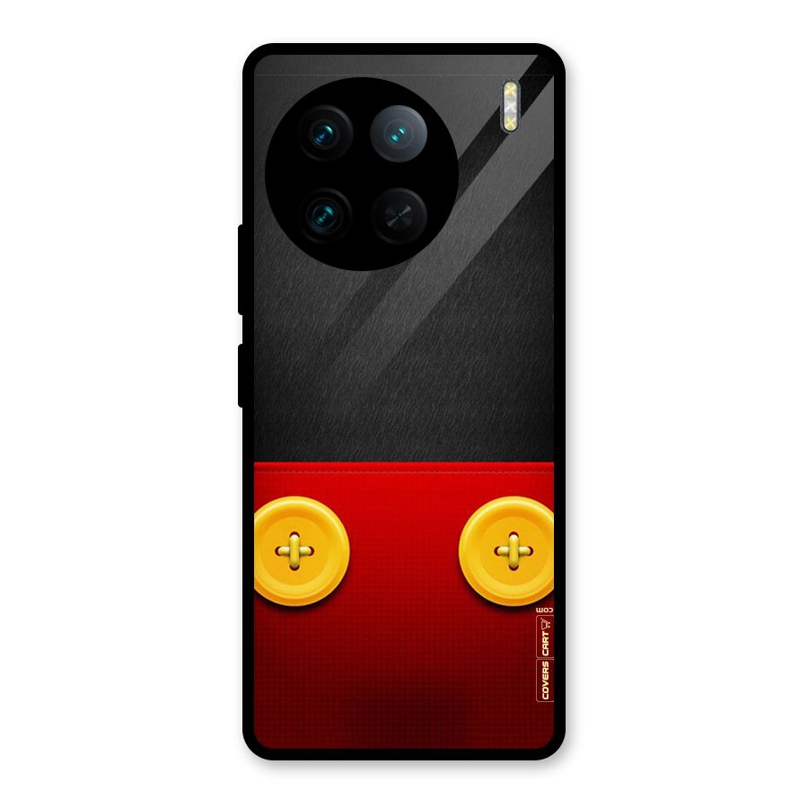 Yellow Button Glass Back Case for Vivo X90 Pro