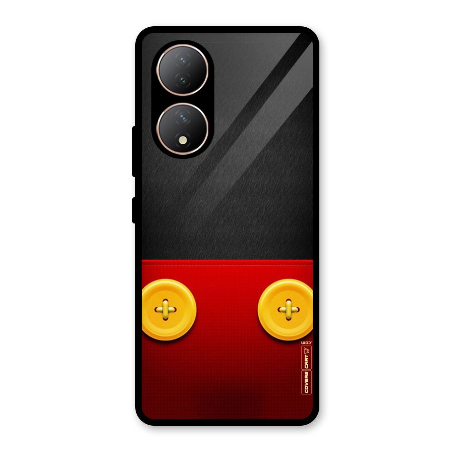 Yellow Button Glass Back Case for Vivo Y100A