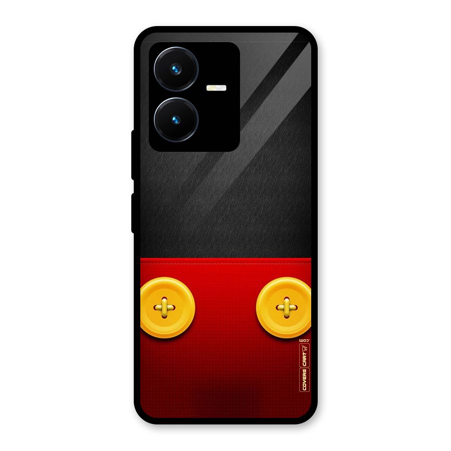 Yellow Button Glass Back Case for Vivo Y22s