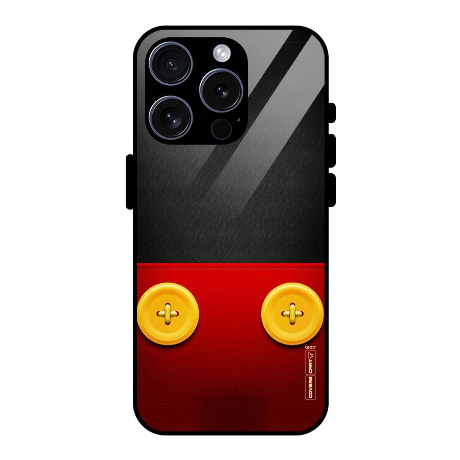 Yellow Button Glass Back Case for iPhone 15 Pro