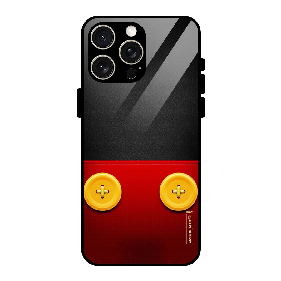 Yellow Button Glass Back Case for iPhone 15 Pro Max