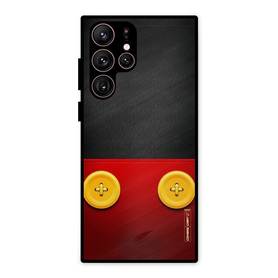 Yellow Button Metal Back Case for Galaxy S22 Ultra 5G