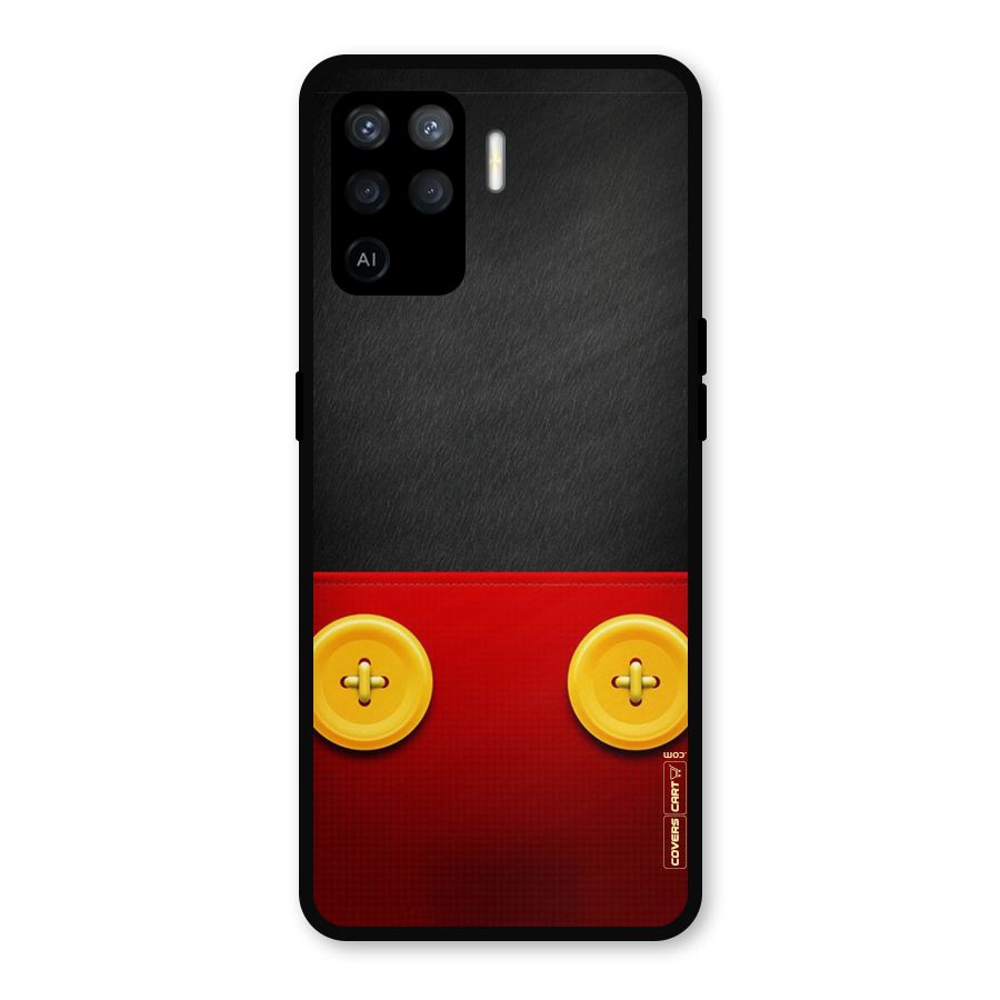Yellow Button Metal Back Case for Oppo F19 Pro