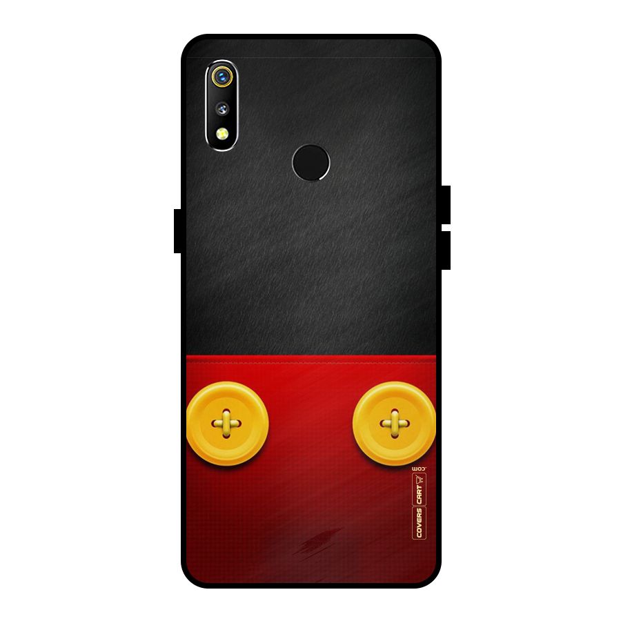 Yellow Button Metal Back Case for Realme 3i