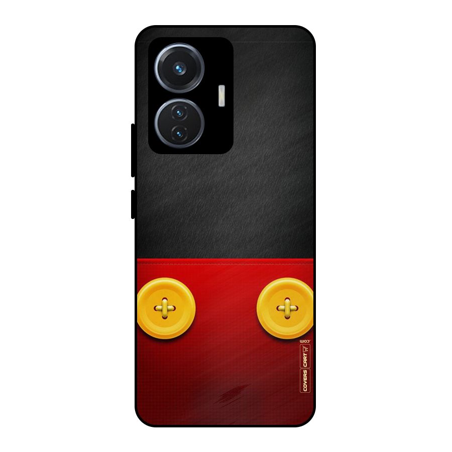 Yellow Button Metal Back Case for Vivo T1 44W
