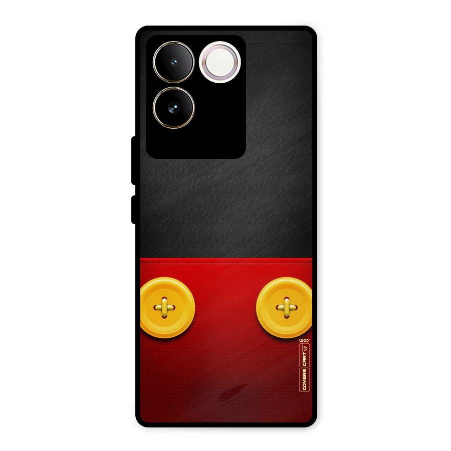 Yellow Button Metal Back Case for Vivo T2 Pro