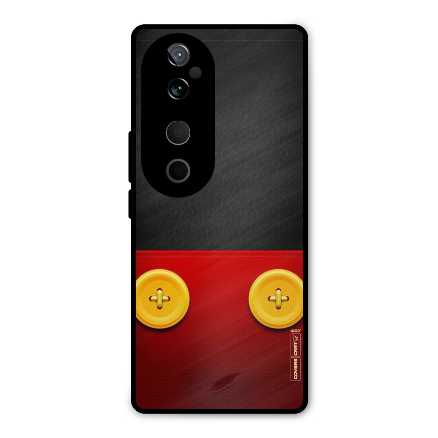 Yellow Button Metal Back Case for Vivo T3 Ultra