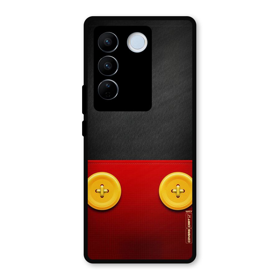 Yellow Button Metal Back Case for Vivo V27 Pro