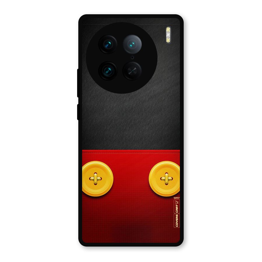 Yellow Button Metal Back Case for Vivo X90 Pro