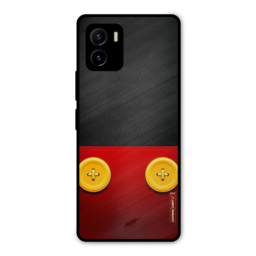 Yellow Button Metal Back Case for Vivo Y15s
