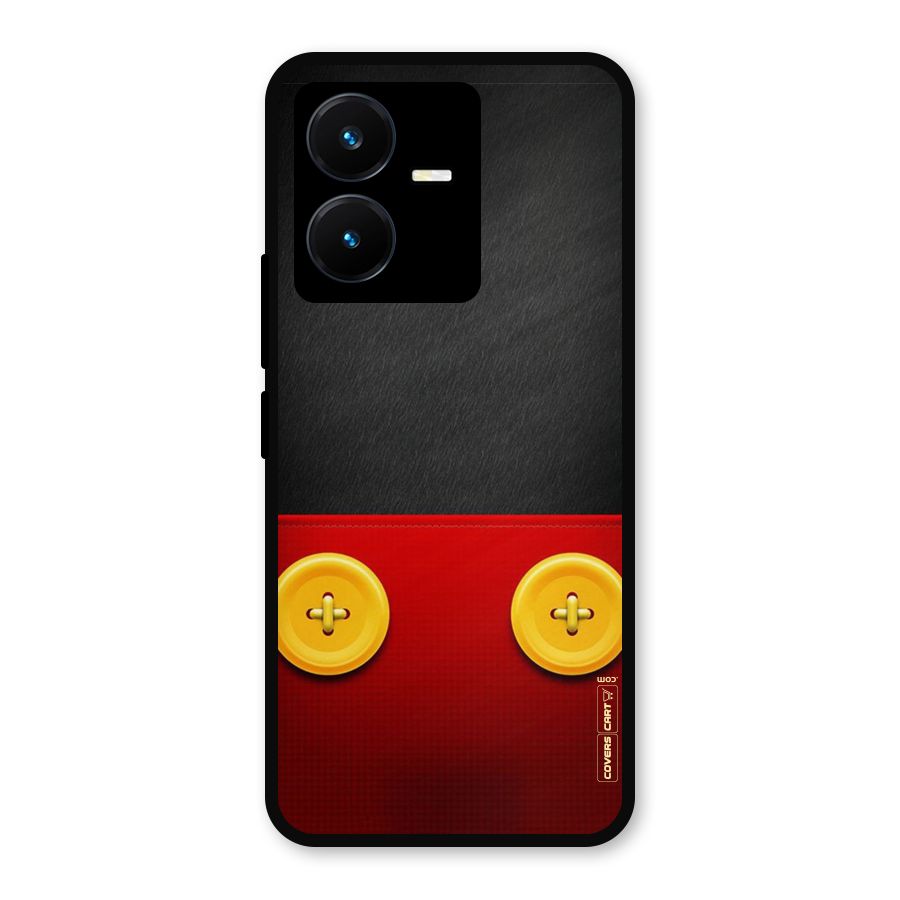Yellow Button Metal Back Case for Vivo Y22s