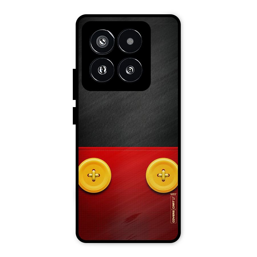 Yellow Button Metal Back Case for Xiaomi 14 Pro