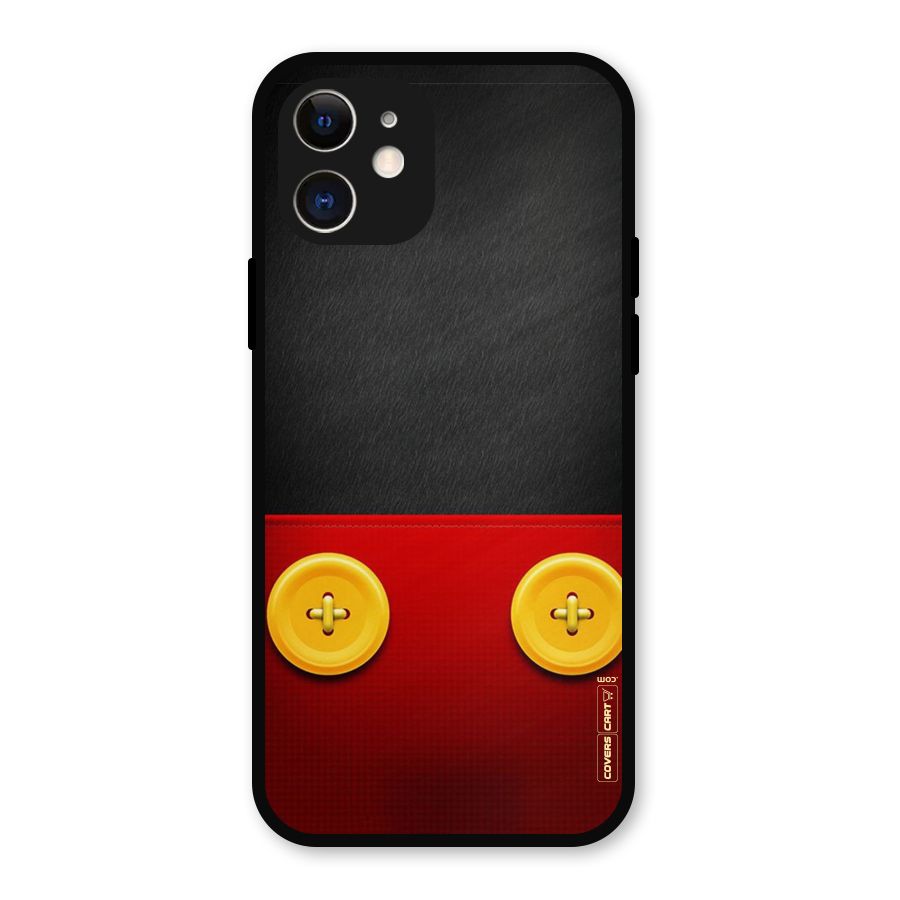 Yellow Button Metal Back Case for iPhone 12