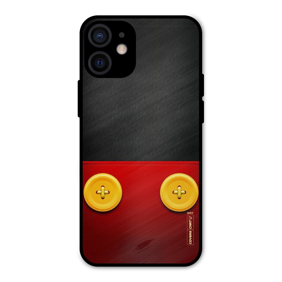 Yellow Button Metal Back Case for iPhone 12 Mini