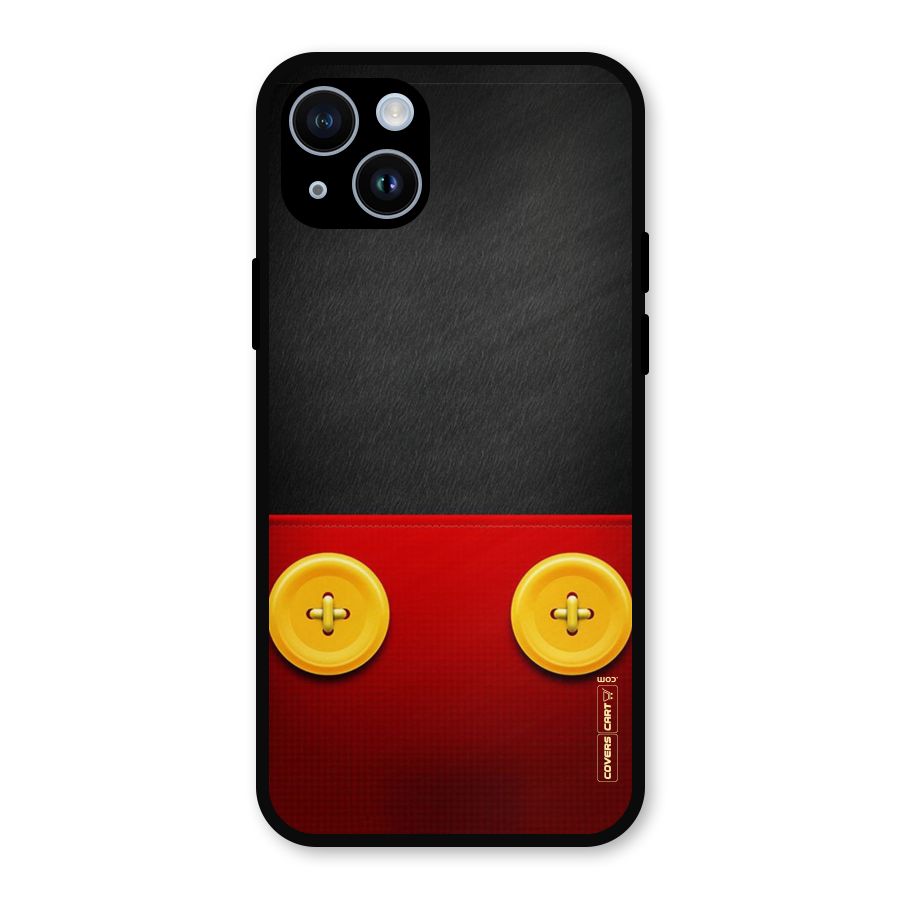 Yellow Button Metal Back Case for iPhone 14