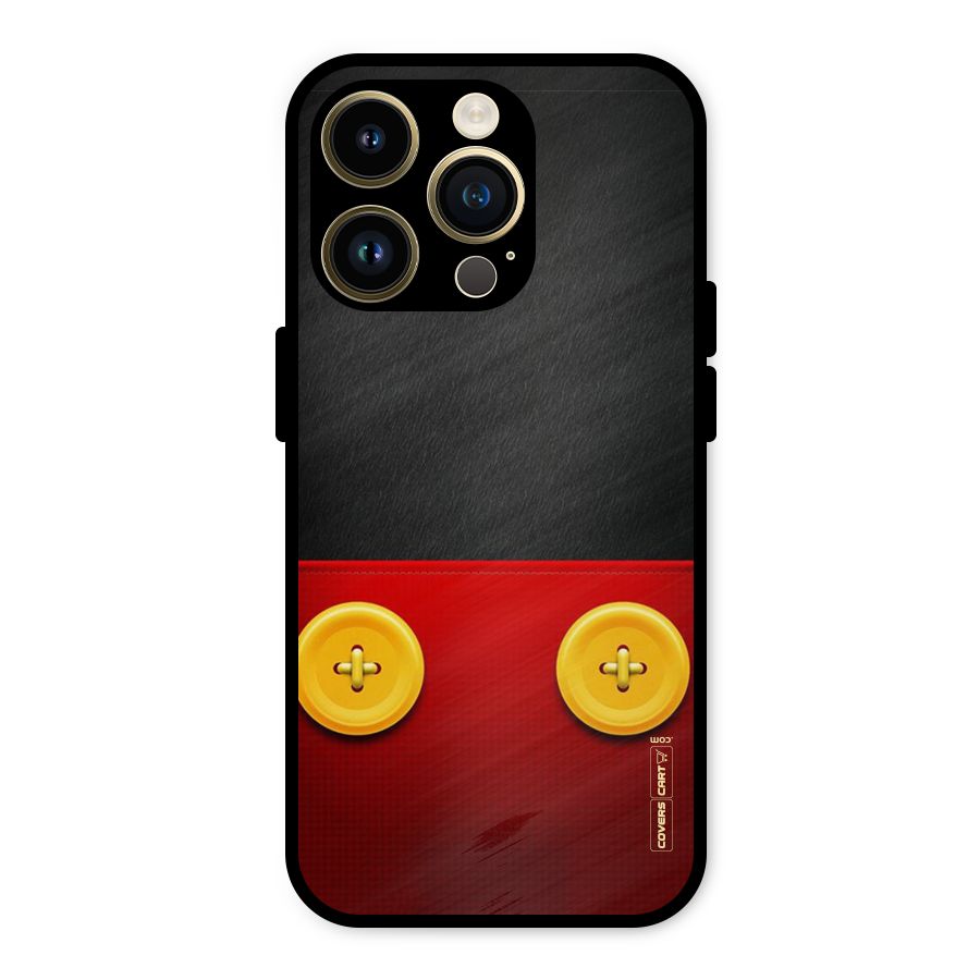 Yellow Button Metal Back Case for iPhone 14 Pro