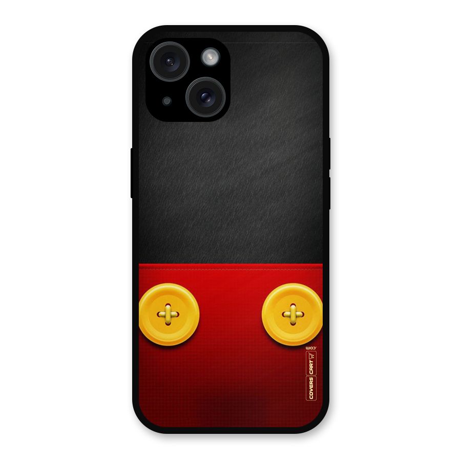 Yellow Button Metal Back Case for iPhone 15