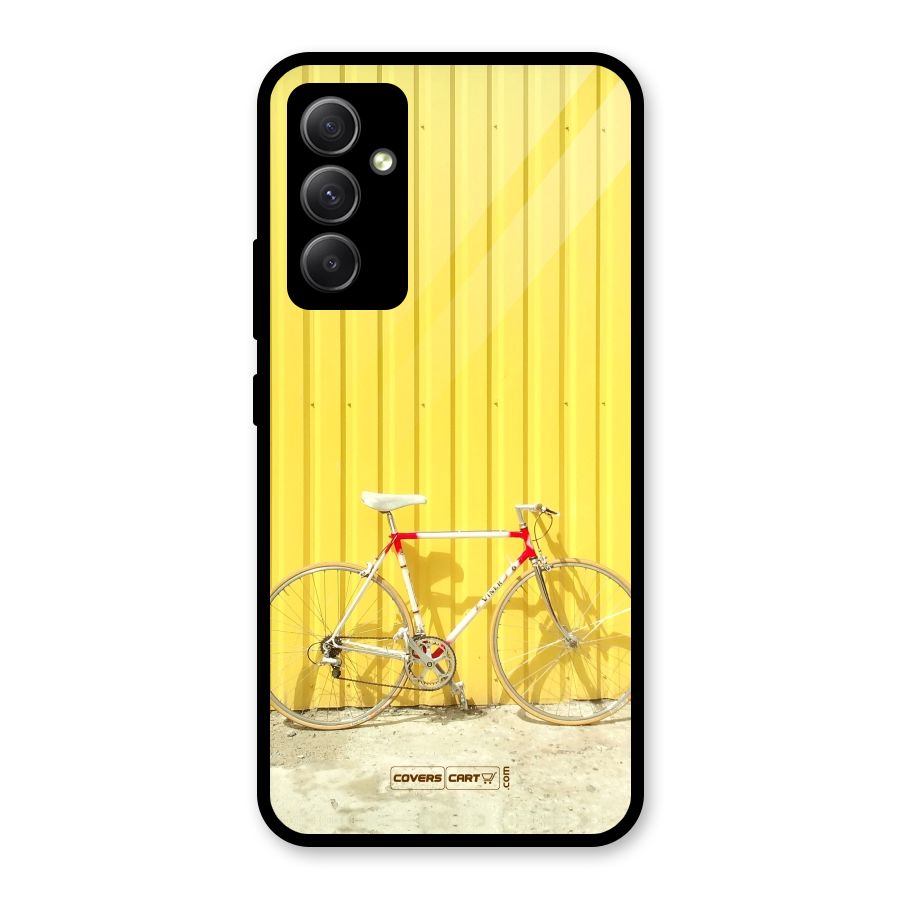 Yellow Cycle Classic Glass Back Case for Galaxy A34