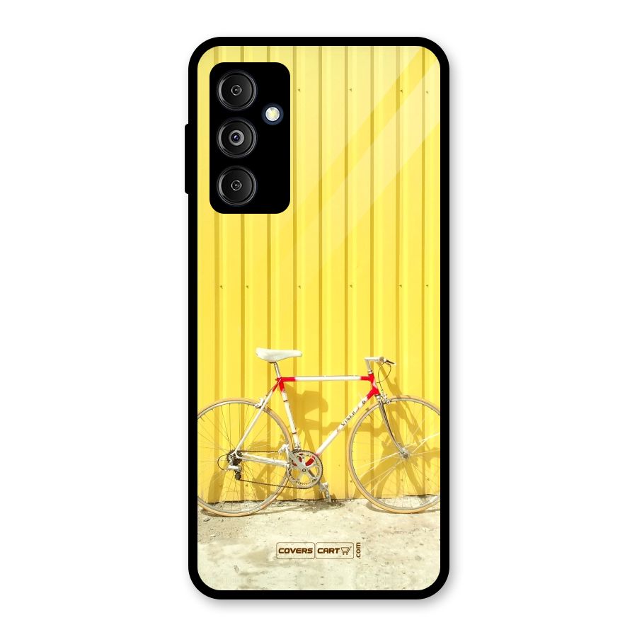Yellow Cycle Classic Glass Back Case for Galaxy M14 5G