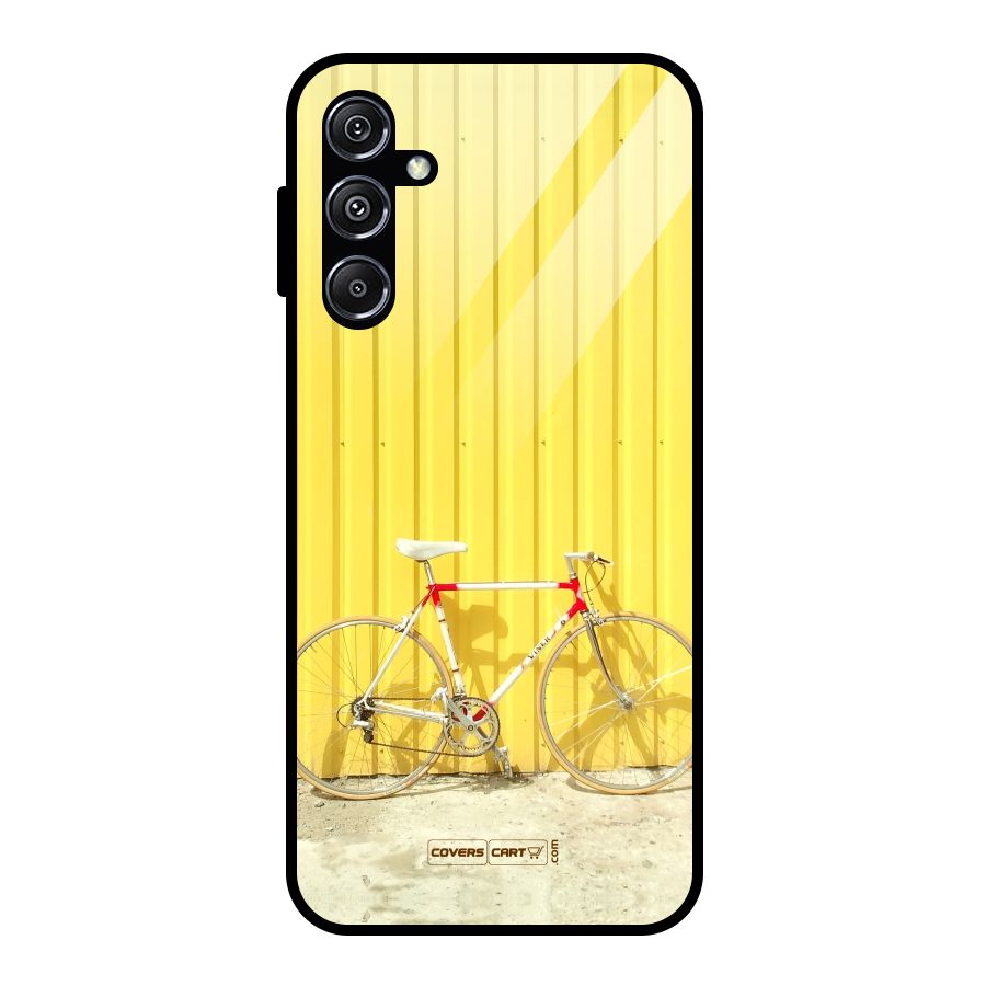 Yellow Cycle Classic Glass Back Case for Galaxy M34 5G