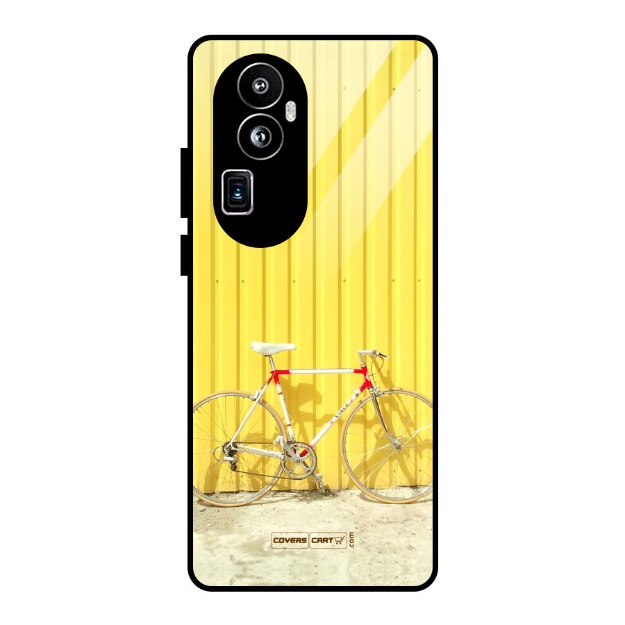 Yellow Cycle Classic Glass Back Case for Oppo Reno10 Pro Plus
