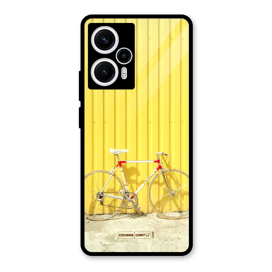 Yellow Cycle Classic Glass Back Case for Poco F5
